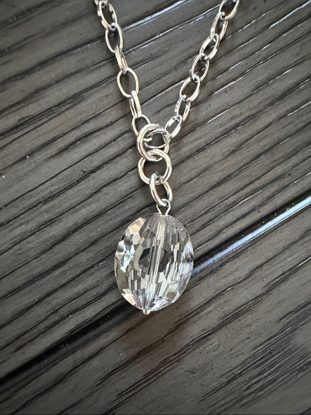 Katia Designs Silver Double-Layer Necklace with Silver Crystal Pendant - Picture 7 of 7